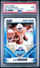 2023 PANINI SCORE NFL DRAFT SHOWCASE #1 BIJAN ROBINSON 30/100 PSA 9