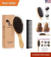 Portable Boar Bristle Hair Brush and Comb Set: Smoothing for Dry  Wet Hair
