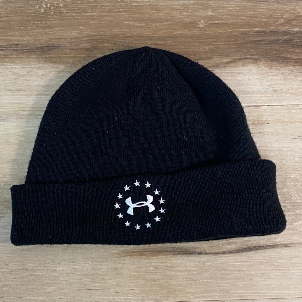 Wounded Warrior Project Under Armour Mens Black Beanie Hat - Image 2 of 2