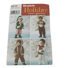 Simplicity 3916 Toddler Costume Reindeer Frosty Elf Gingerbread Pattern Uncut
