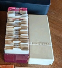 87 VTG 1950 View-Master REELS in BAKELITE BOX Bible US Europe Nat. Parks