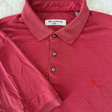 Tommy Bahama Island Zone Mens Polo Shirt Size Large Red CoolMax Tencel Golf