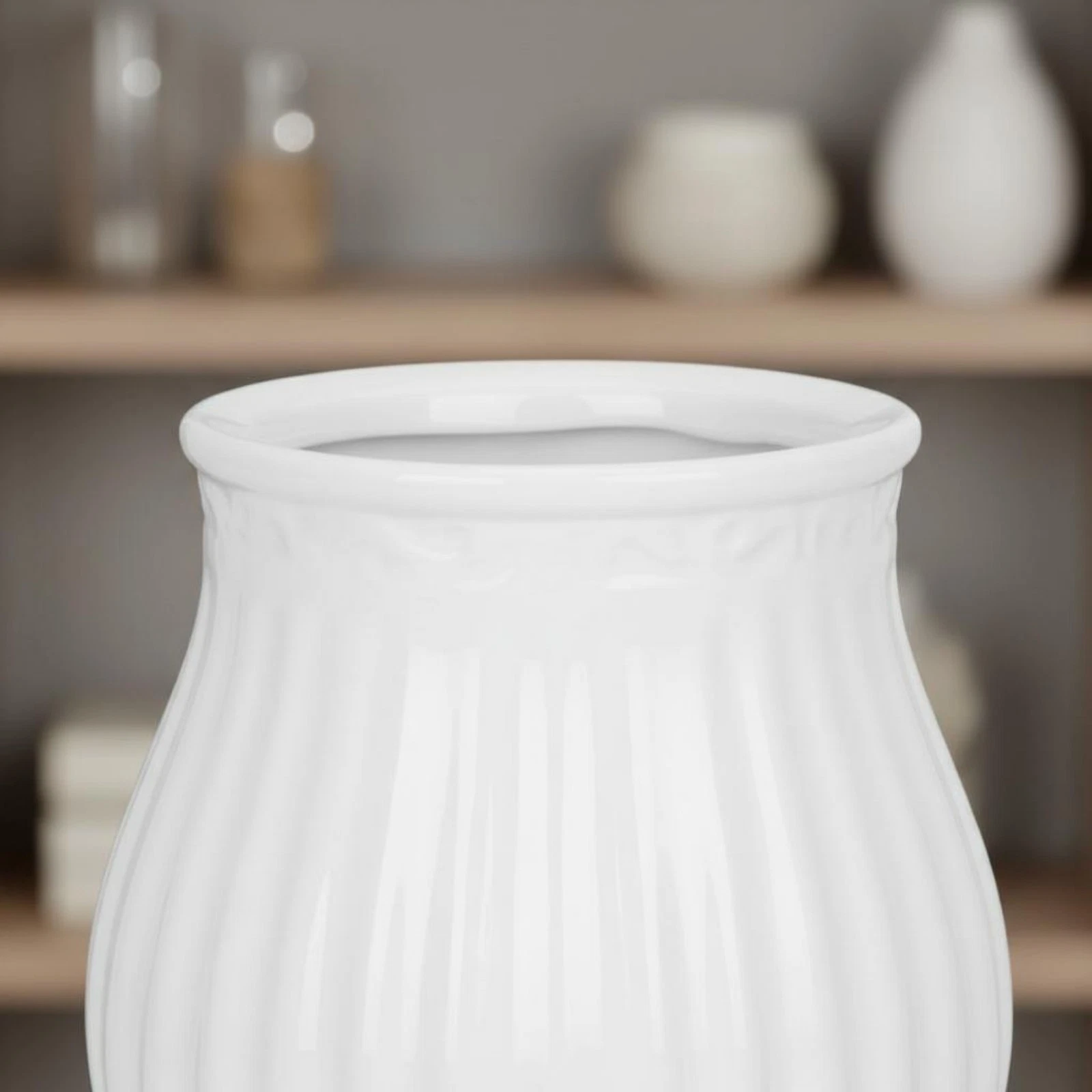 White Vase Minimalist Ceramic Look Vase for Tv Cabinet