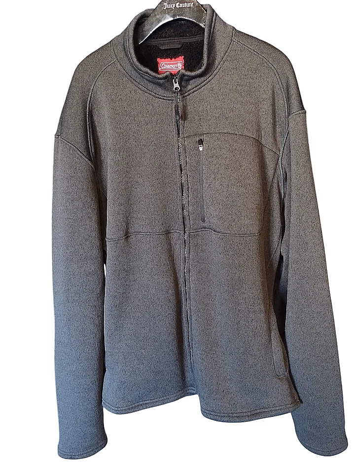 Coleman Men's Gray Full Zip Sherpa Lined Sweater Sz XXL