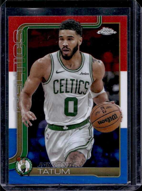 2025-26 Topps Chrome Jayson Tatum Red, White & Blue Refractor #49 Celtics