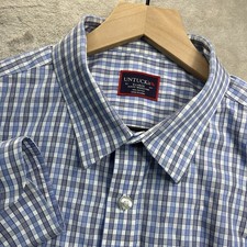 UNTUCKit Mens XL Slim Fit Blue Plaid Long Sleeve Button Down Shirt