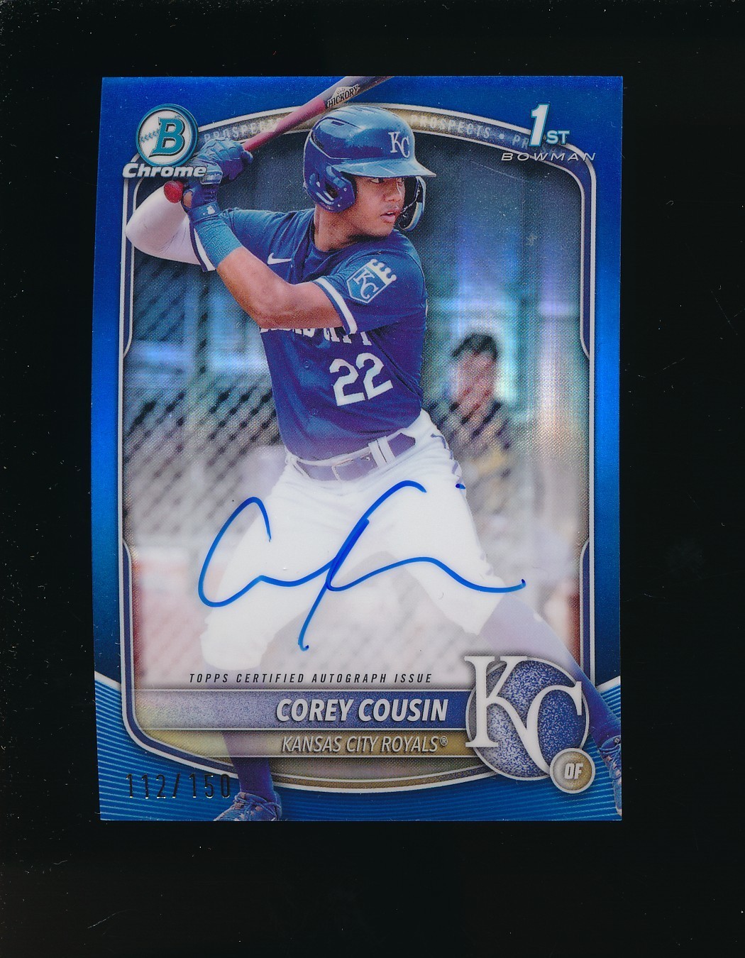 2025 Bowman Chrome 1st  Auto #CPA-CCO Corey Cousin Blue Ref #112/150 Royals