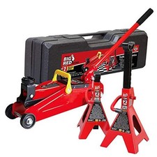  T82001S Torin Hydraulic Trolley With Jack Stands And Case Red 2 Ton