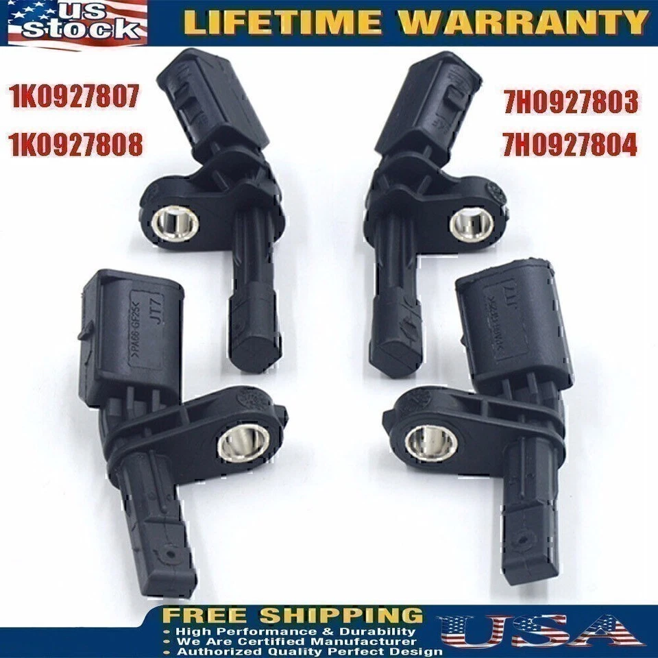 Conjunto de sensor de velocidade de roda ABS dianteiro traseiro esquerdo e direito 4 peças compatível com Audi TT&Volkswagen - Imagem 2 de 4