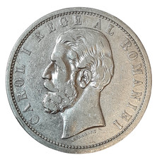 ROMANIA RUM&Auml;NIEN 5 LEI 1901 CAROL I. SILBER