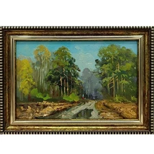 Summer nature Oil painting Original art Country Landscape meadow 4 x 6 in