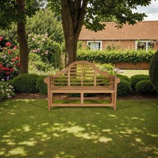 Solid Teak Lutyens Garden Bench 3 Seater Grade A Teak - FREE CUSHION- WORTH £49