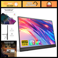 15.6" Portable 1080P USB-C HDMI Monitor - Ultra-Slim Travel Display for Laptop,