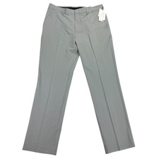 Perry Ellis Mens Modern Fit Stretch Solid Resolution Dress Pants Gray 34x32