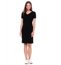 NWT Old Navy Tall Black V-Neck Short Sleeve Stretch Shirt Dress Cotton M 