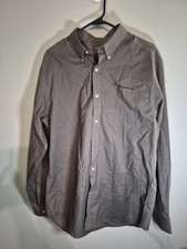 Eddie Bauer Dress Shirt Men's L Gray Long Sleeve Button Down Relaxed Fit