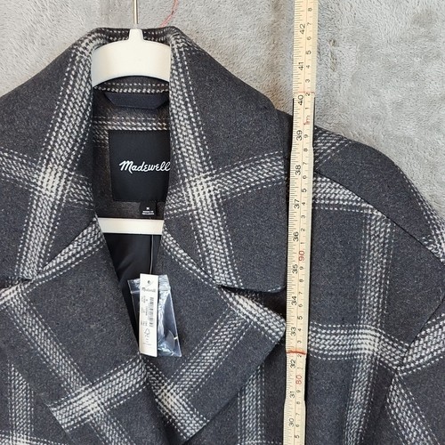 Madewell Haydon Coat Womens Size M Gray Windowpane Plaid Insuluxe Wool Cashmere - Picture 13 of 13