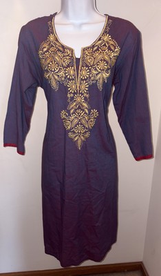 India Weavers Handwork of India Kimaya Shirt Sz XL Embroidered Batik Tunic Top