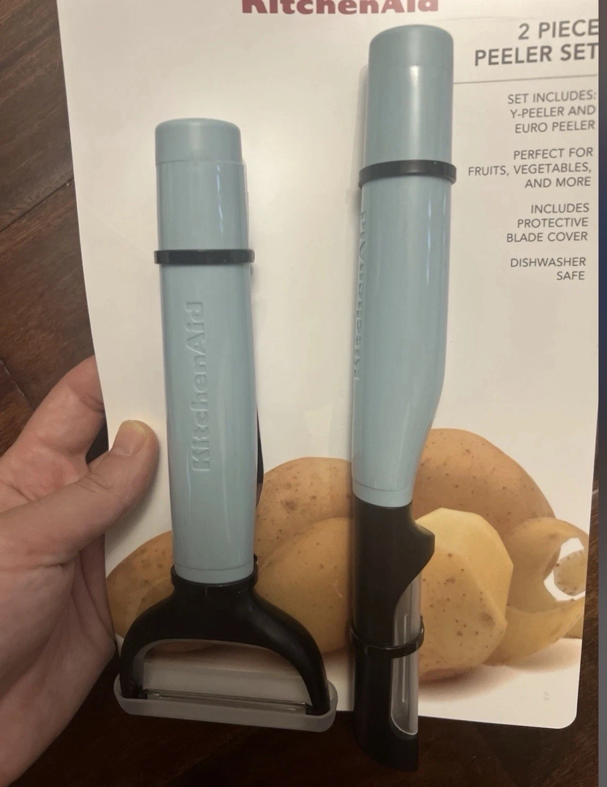 KitchenAid 2 Piece Peeler Set Y Peeler & Euro Peeler Aqua NEW