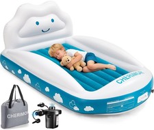 Inflatable Toddler Travel Bed, Portable Toddler Bed with 4-Sides Safety Bumpe...