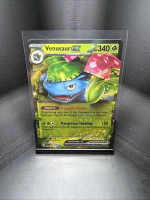 Venusaur ex 001/142 Full Art NM/M Stellar Crown Pokemon Card + Top Loader