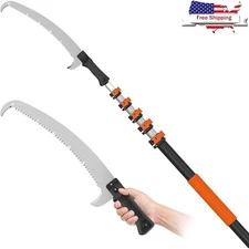 30FT Telescoping Pole Saw Extension Manual Tree Pruner Yard Garden Trimming New