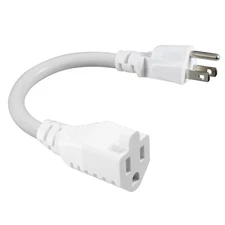 6-inch White 3-Prong Short Power Extension Cord 16AWG 13A Mini Indoor Cable