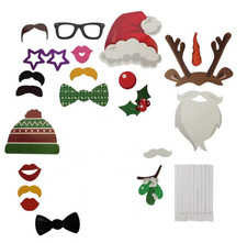 Holiday Festive Christmas Photo Booth Props 20 Props and 20 prop sticks