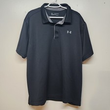 Under Armour Heat Gear Loose Fit Golf Polo Shirt XXL 2XL Black