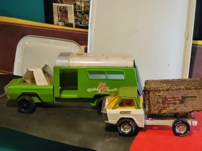 Vtg Pressed Metal Buddy L Horse Hauler, Nylint Semi, Consolidate Freight Trailer