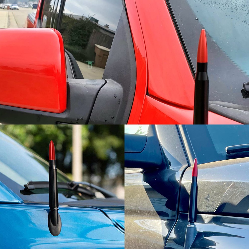 50 Cal Aluminum Bullet Short Antenna Kit Red Fits For Dodge Ram 1500 2500 3500 A