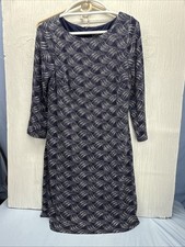 JH Evening Dress Lined Sz 12 Navy  White Silver Sparkly Design  Formal  Cocktail