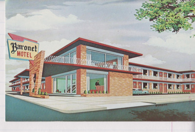 Atlantic City NJ New Jersey Baronet Motel Artist Rendering Chrome Postcard