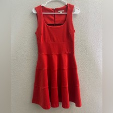 Banana Republic Vibrant Red Scoop Neck Ponte Fit and Flare Mini Dress Size 6