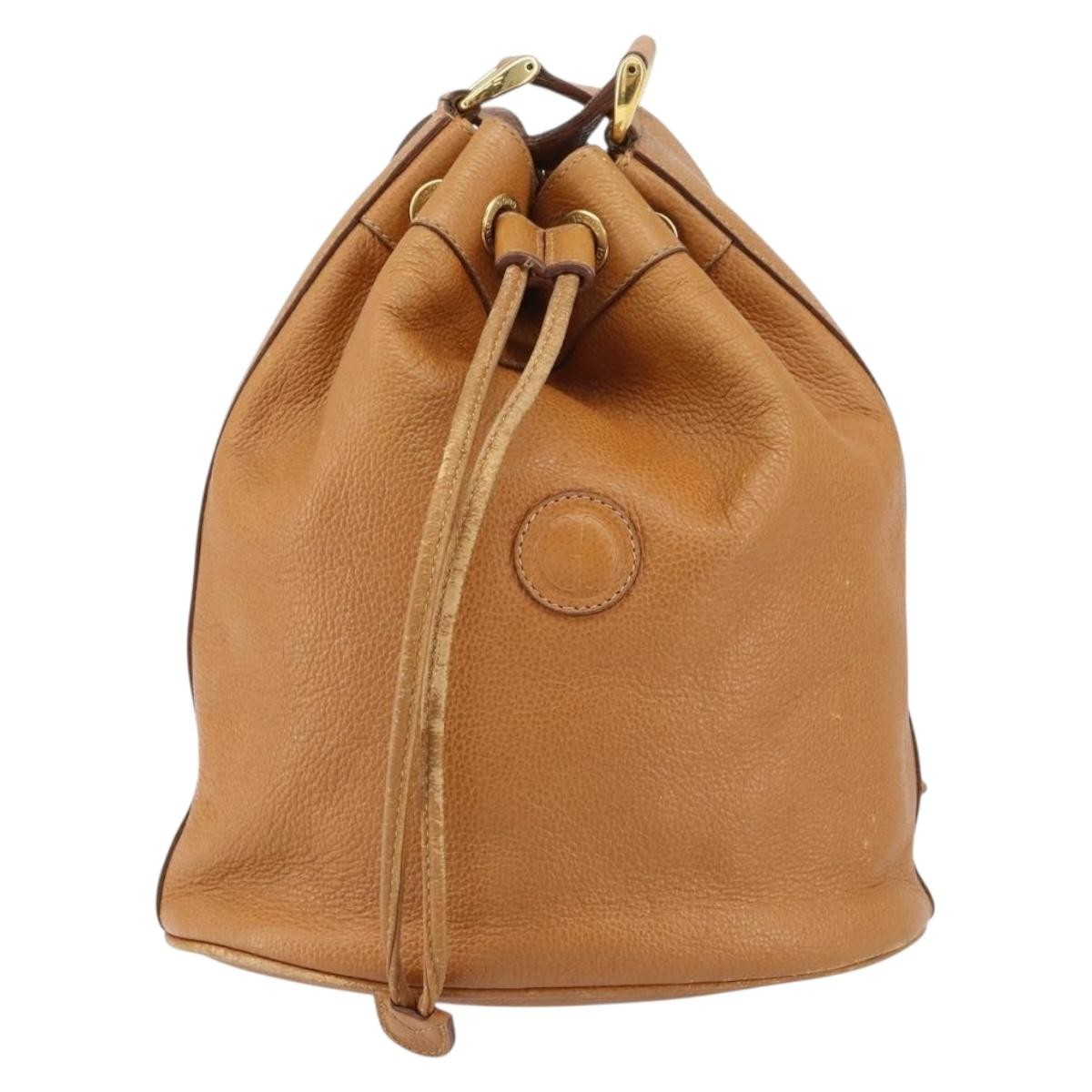GUCCI Shoulder Bag Leather Brown Gold Auth 151505 | eBay