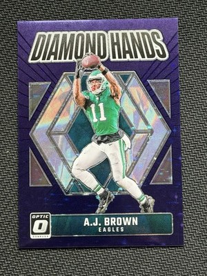AJ Brown 2024 PANINI Optic Diamond Hands Insert 4/25 Purple Stars