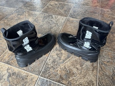 UGG Classic Brellah Mini Waterproof Slip On Rain Boot- Black, Women s Size 10