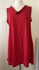 Vintage Aria Cutest Little Red Nightgown with Tiny Black Dots Med Sleeveless