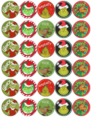 30 x The Grinch Christmas Cupcake Toppers Edible Wafer Paper Fairy Cake ...