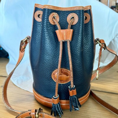 Dooney Bourke Blue Vintage Drawstring Bucket Bag All Weather