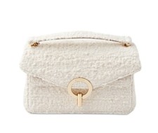 Sandro Yza Small Cream Tweed Convertible Shoulder Handbag Ecru Gold