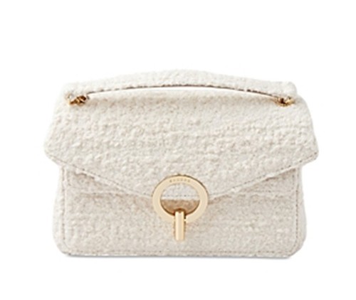 Sandro Yza Piccola Borsa a Spalla Crema Tweed Convertibile Oro Ecru