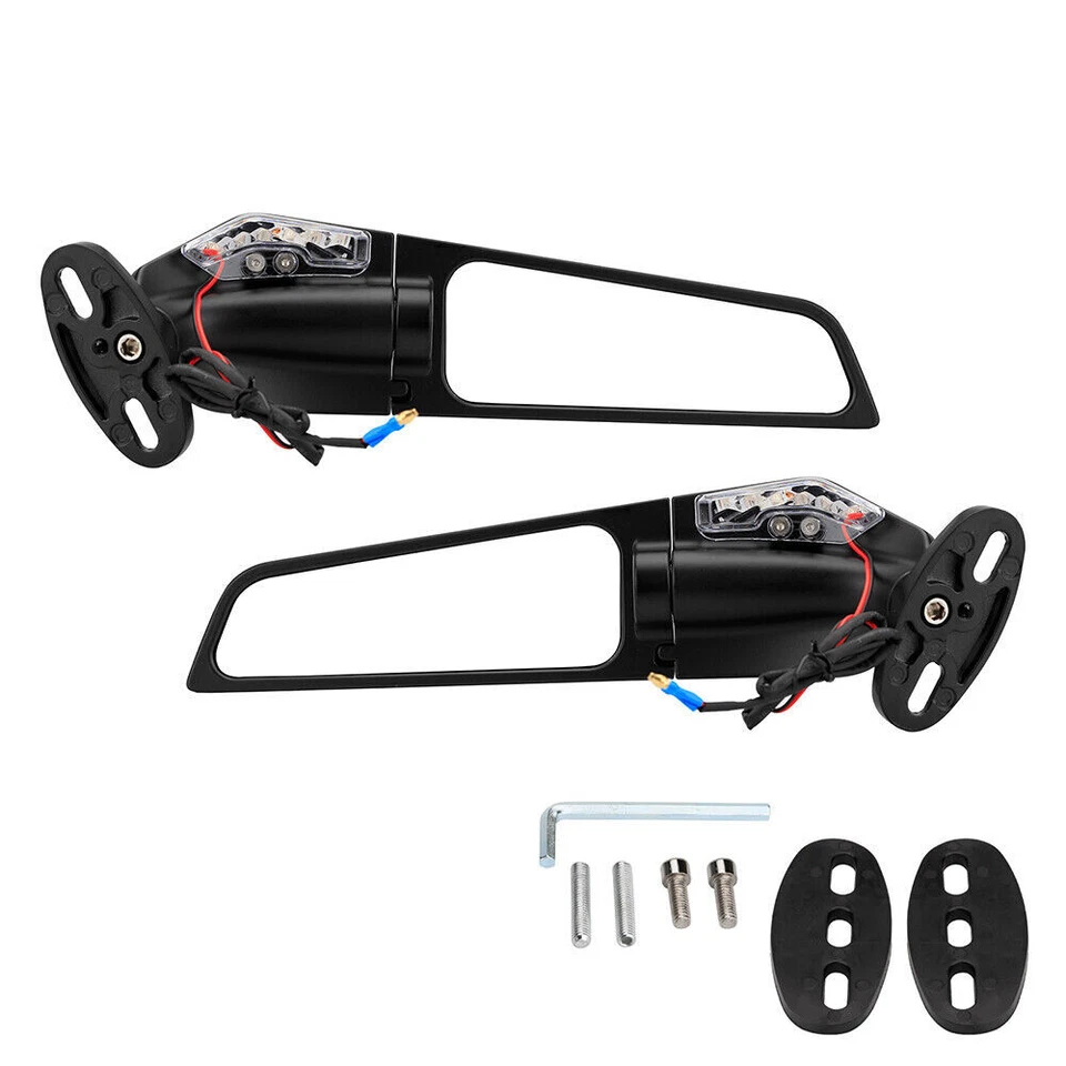 Conjuntos de espejos retrovisores ajustables Wind Wing negros para Yamaha YZF R1 R3 R6 Foto 2 de 4