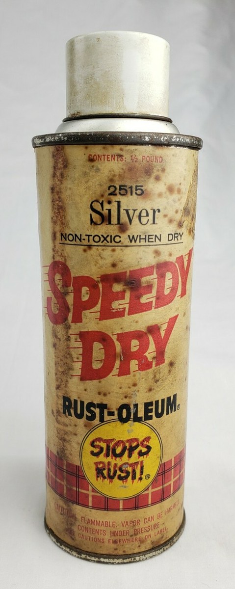 Vintage 1965 Rust-Oleum Spray Paint Can Speedy Dry 2515 Silver Old