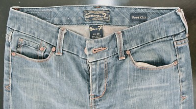 Jean Seven For All Mankind Customisé Clouté Punk Rock - Taille 28, Boot Cut, Dénim Moyen, Occasion Très Bon état