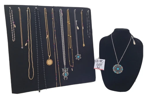 Costume Jewelry Vintage Lot 12 Necklace Charms, Chain, Beads Gold Tone & More N
