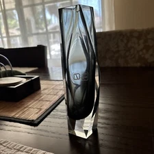 Vintage V Nason C Murano Sommerso Glass Vase 1980s Smokey Glass Faceted
