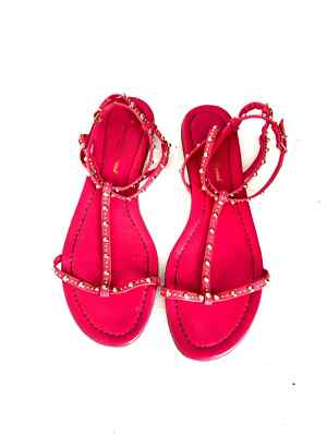 Gianvito Rossi Pink Leather Flat Sandals Size 38