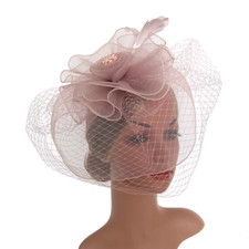 Lady Fascinator Hat with Veil Flower Wedding Party Tea Cap Headpiece Retro Hat