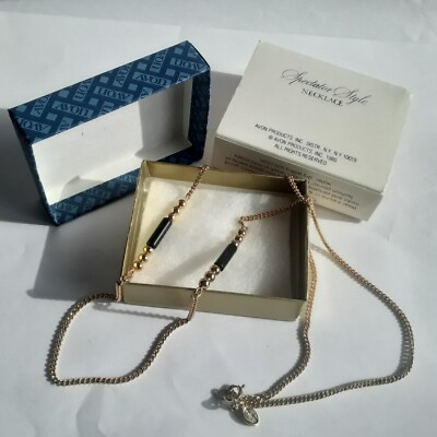 Vintage Avon Fashion Jewelry The Spectaculars Style Black And Gold Necklace